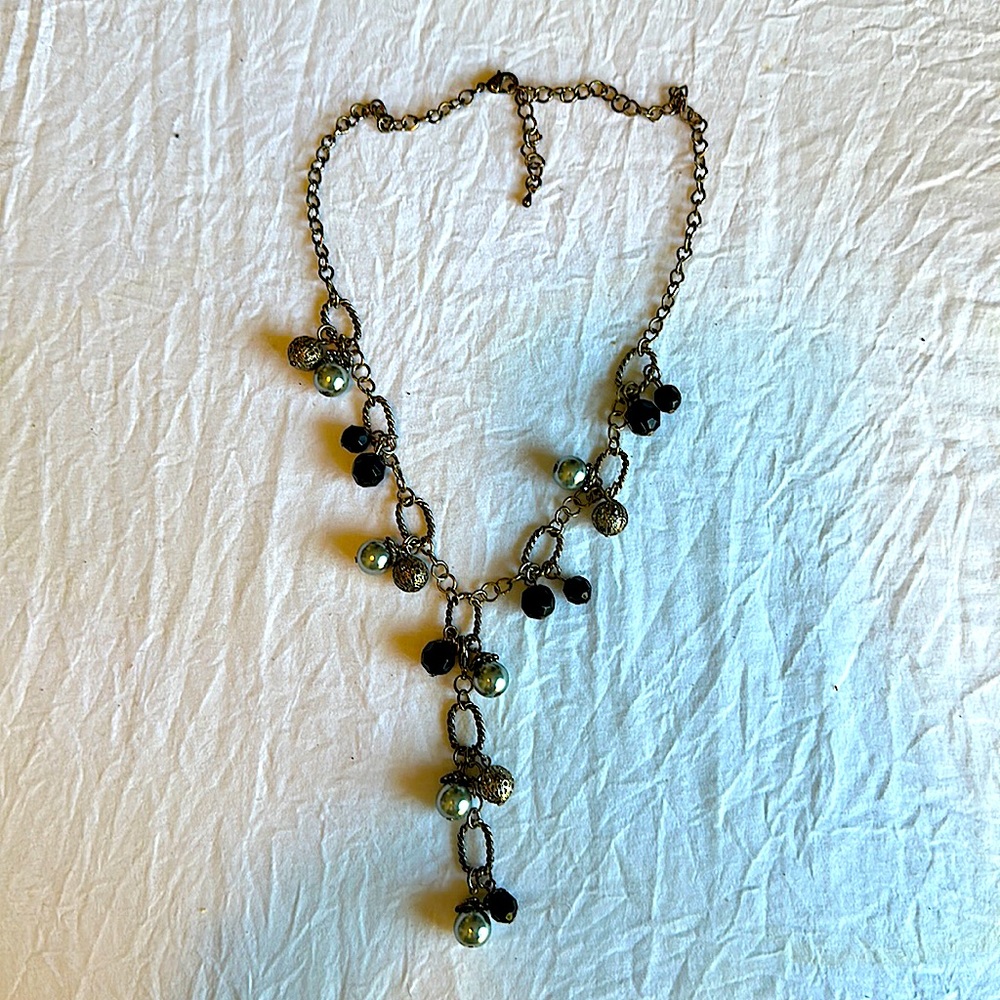 Black silver and rustic gold a ring and geometric earrings